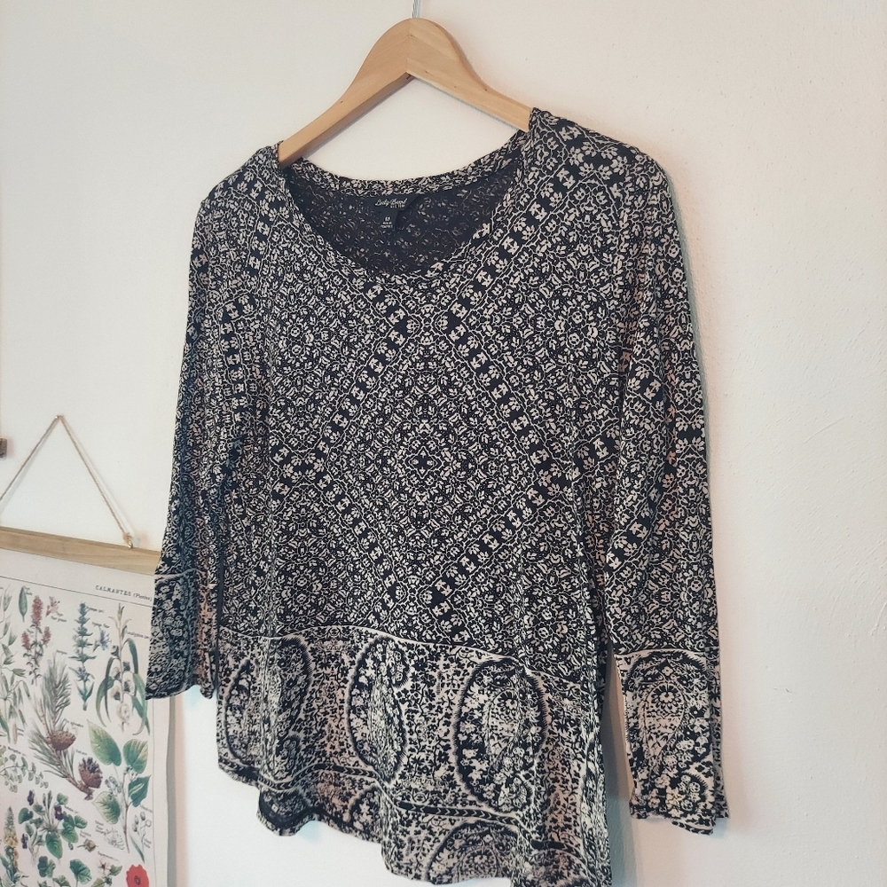 Lucky Brand - Medium - Black and White Patterned Women's Top
